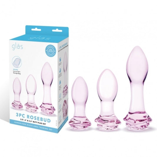 Glas 3pc Rosebud Butt Plug Set Electric Eel, Inc