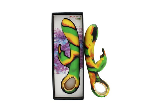 Colourful Camo Dini heating rabbit vibrator green IPX4 - ClubX Australia