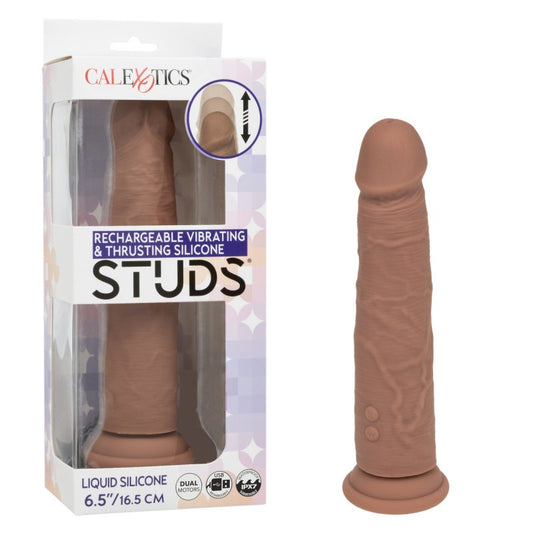 Power Stud Rechargeable Vibrating & Thrusting Silicone Studs® - Brown Dildo Calexotics