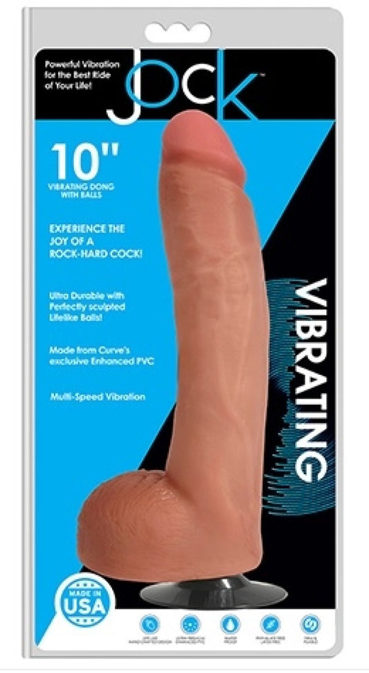 Jock 10" Vibrating Dong With Balls Vanilla Curve Toys