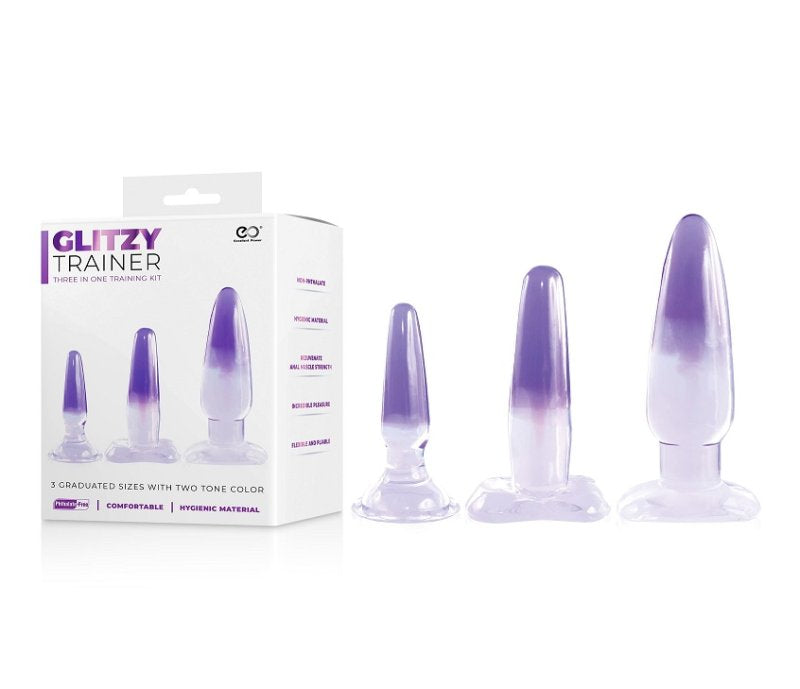 Excellent Power Glitzy Trainer 3 In 1 Dong Kit Set - Purple Anal Toy Excellent Power