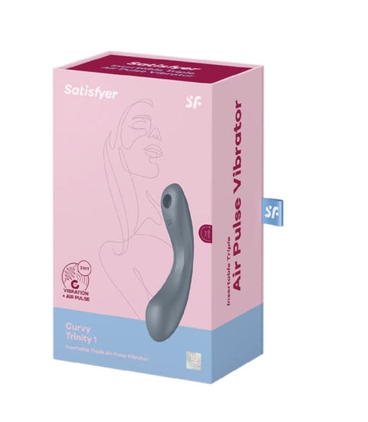 Satisfyer Curvy Trinity 1, Bluegrey air-pulse and G-spot vibrator - ClubX Australia