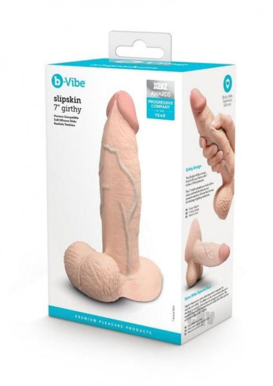 b-Vibe Slipskin Realistic Silicone Dildo - 7" Girthy Cream COTR