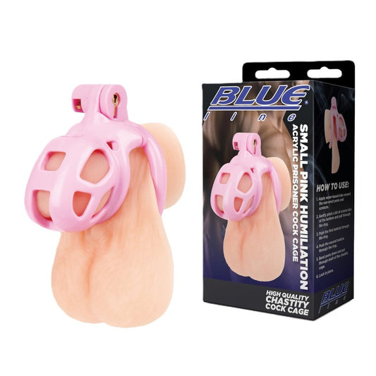 Blue Line Small Pink Humiliation Acrylic Prisoner Cock Cage Cock Ring Electric Eel, Inc