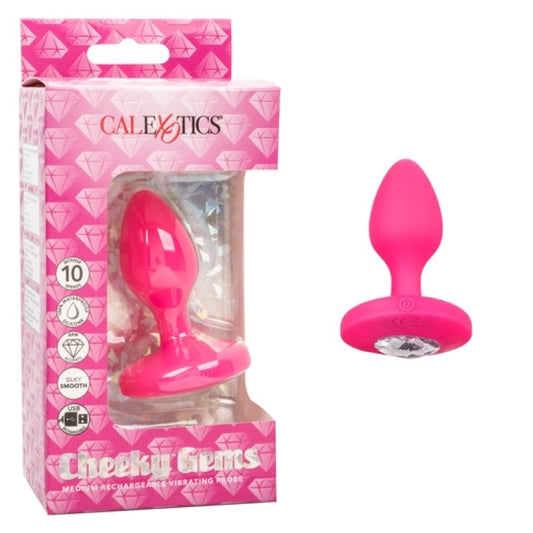 Cheeky Gems Medium Rechargeable Vibrating Probe- Pink Anal Toy Calexotics