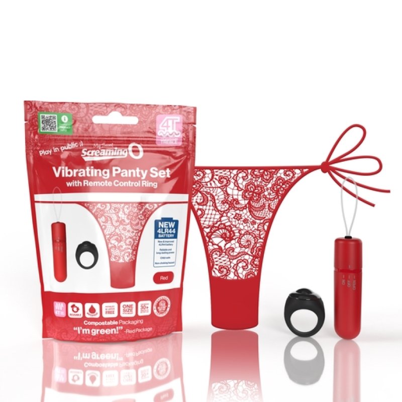 Vibrating Panty Set W/ Remote Ring 4T High Pitch Treble - Red Screaming O