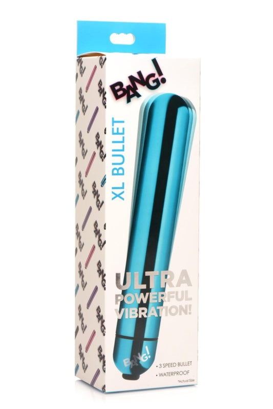 XR Brands Bang! Vibrating Metallic XL Bullet - Blue XR Brands