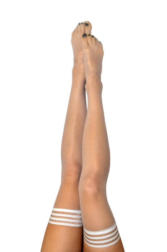 Kixies Ashley White Sheer Thigh-High Stockings Size B - ClubX Australia