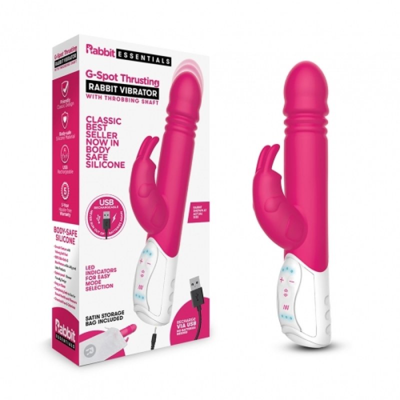 Rabbit Essentials Rechargeable G-Spot Thrusting Rabbit - Hot Pink Electric Eel, Inc