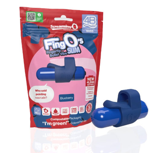 Screaming O 4B FingO Slim Blueberry Finger Vibrator - ClubX Australia
