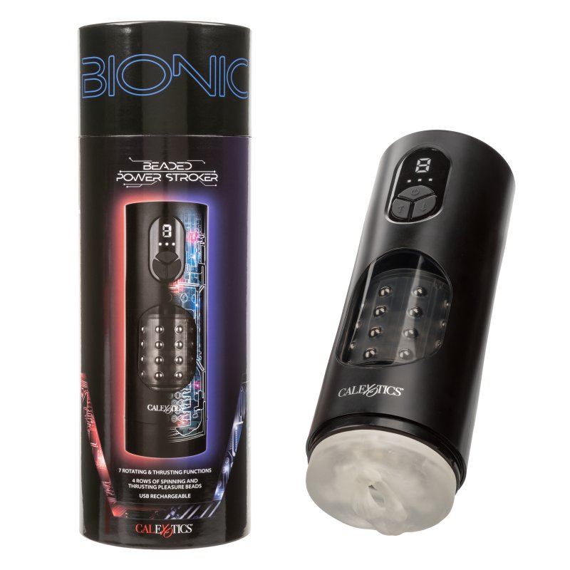 CalExotics Bionic Beaded Power Stroker male masturbator with rotating beads - ClubX Australia