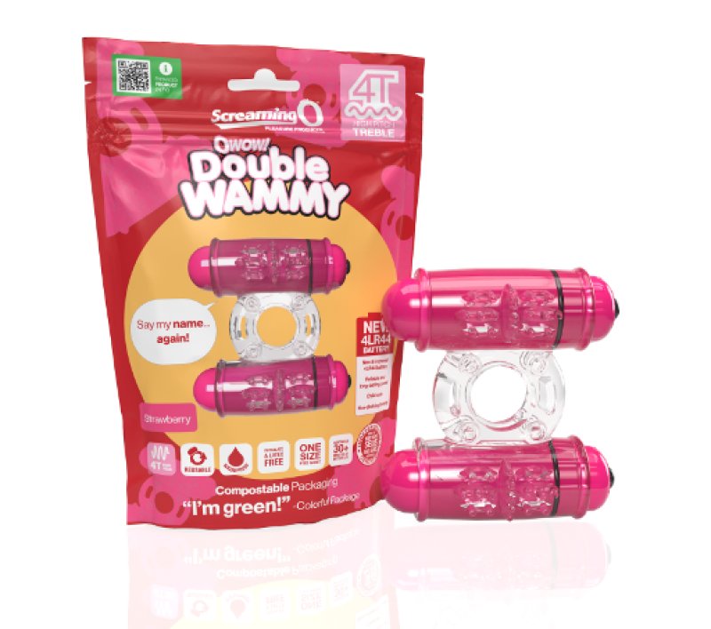 Screaming O 4T Double Wammy Strawberry Dual Motor Cock Ring - ClubX Australia