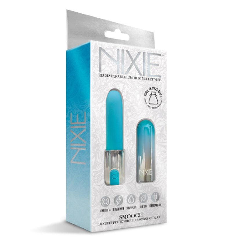 Nixie Smooch Rechargeable Lipstick Vibrator, Blue Ombre - ClubX Australia