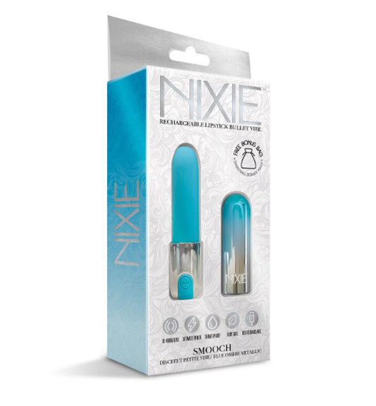 Nixie Smooch Rechargeable Lipstick Vibrator, Blue Ombre - ClubX Australia