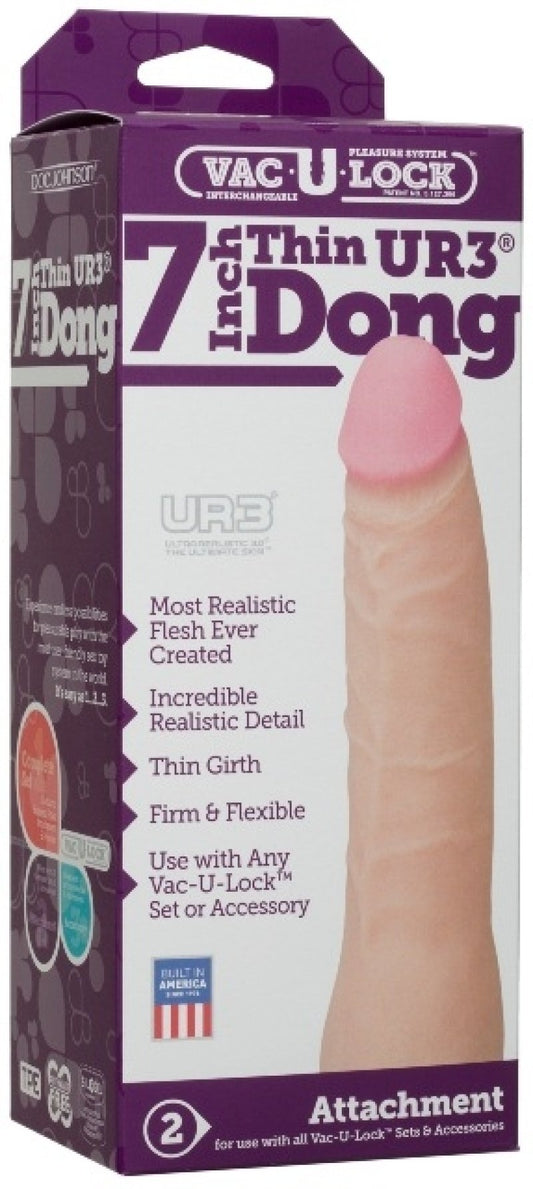 Vac-U-Lock Attachment -Thin Ur3 Dong White 7" Doc Johnson