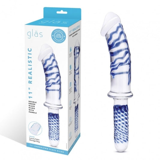 Glas 11" Realistic Double Ended Dildo With Handle Anal Toy Electric Eel, Inc