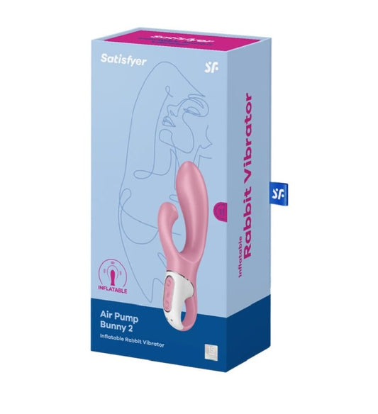 Satisfyer Air Pump Bunny 2, Light Red inflatable rabbit vibrator - ClubX Australia