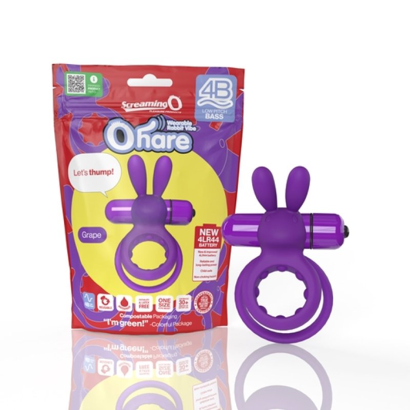 Screaming O 4B Ohare Grape rabbit-style vibrating cock ring - ClubX Australia