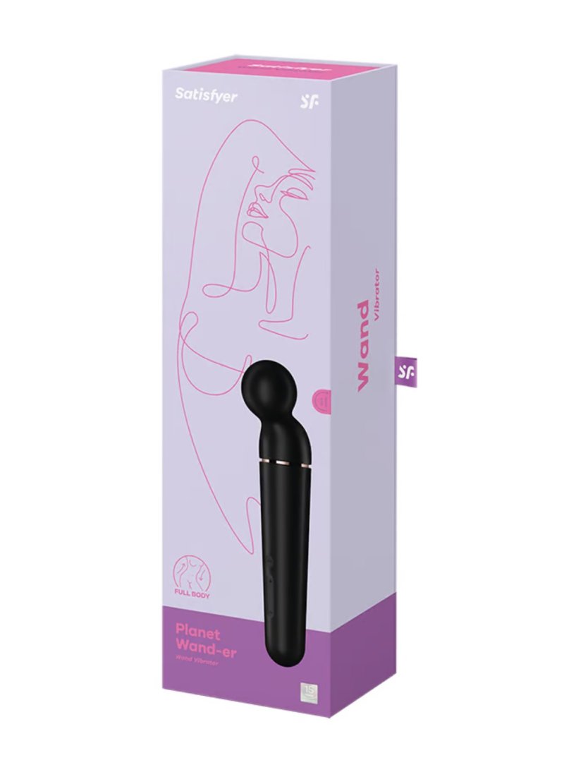 Satisfyer Planet Wand-er - Black - Black/Rose Gold USB Rechargeable Massager Wand Satisfyer
