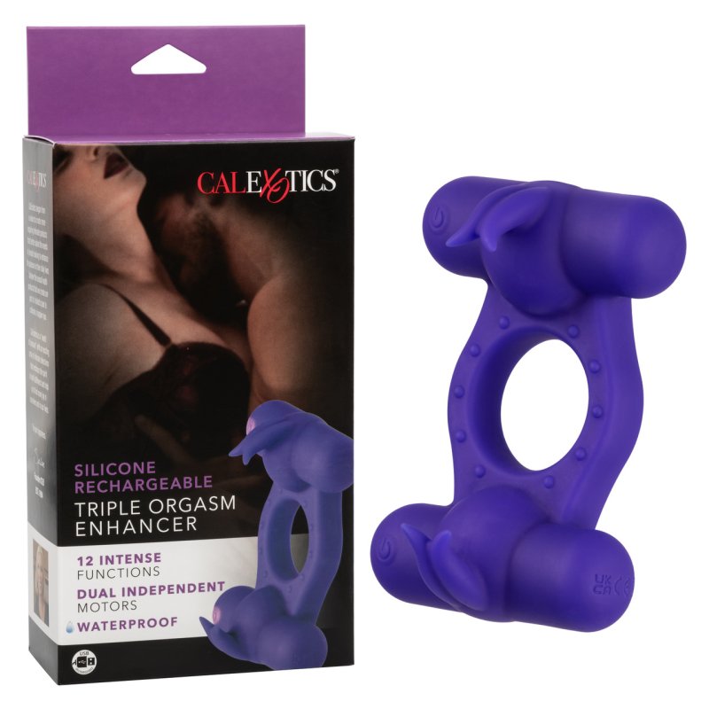 CalExotics Triple Orgasm Enhancer dual rabbit teaser cock ring - ClubX Australia