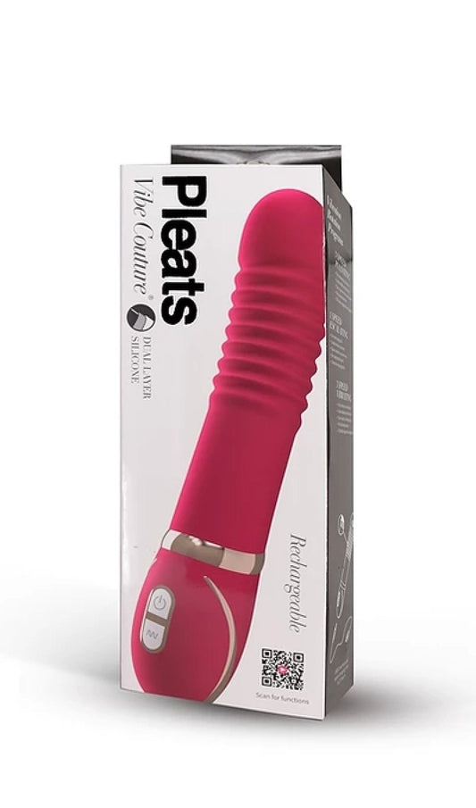 Vibe Couture Pleats Pink dual layer silicone rabbit vibrator - ClubX Australia