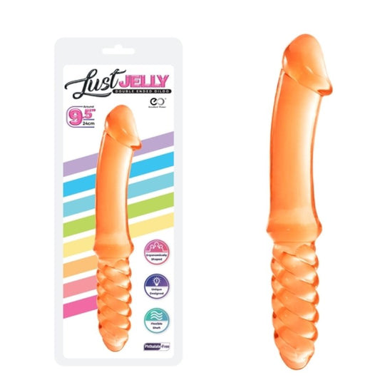 Excellent Power Lust Jelly double dong 9.5 inch Orange - ClubX Australia