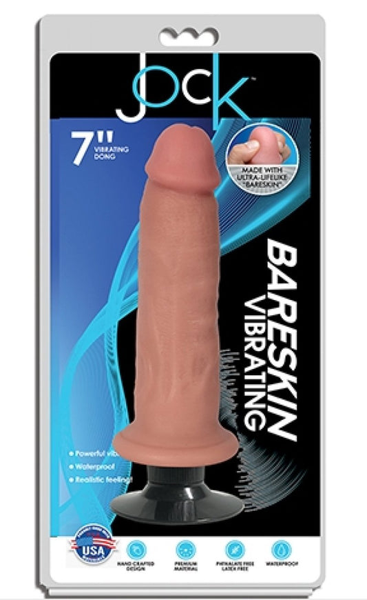 Jock 7" Bareskin Vibrating Dong No Balls Vanilla Curve Toys