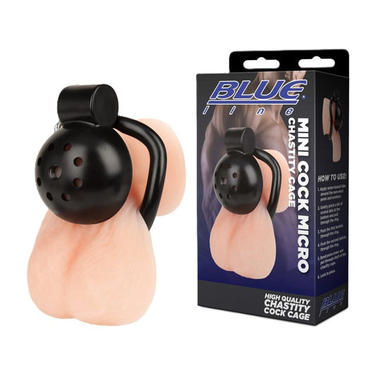 Blue Line Mini Cock Micro Chastity Cage Black Cock Ring Electric Eel, Inc