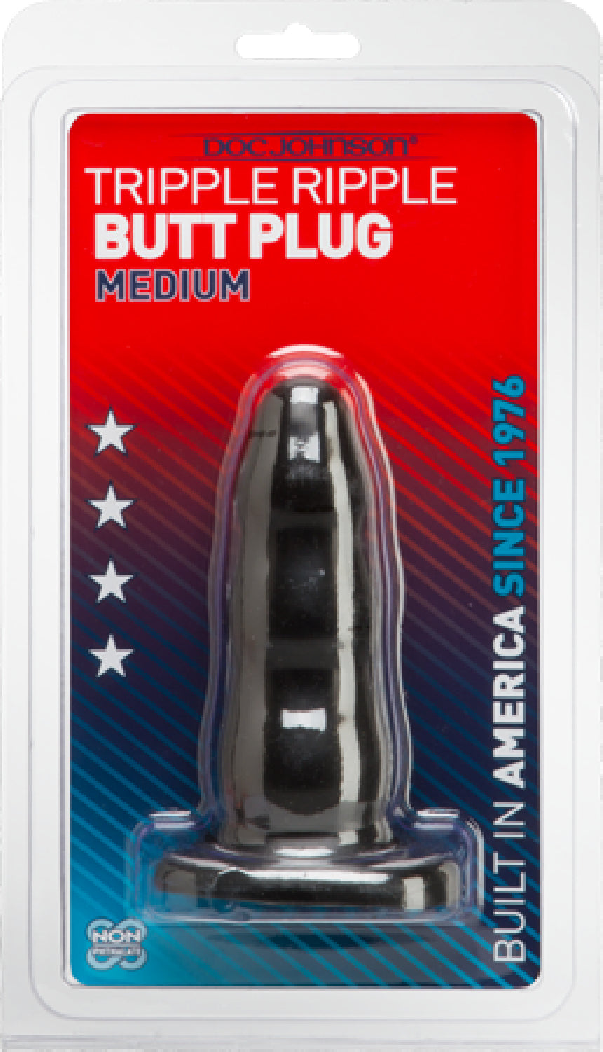 Classic Triple Ripple Butt Plugs - 5" Black - Club X