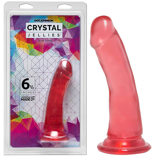 Doc Johnson Crystal Jellies Slim Dong 6.5in translucent suction cup dildo - ClubX Australia