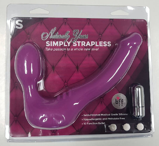 Strapless Strap On Vibrating Silicone S - Purple  - Club X