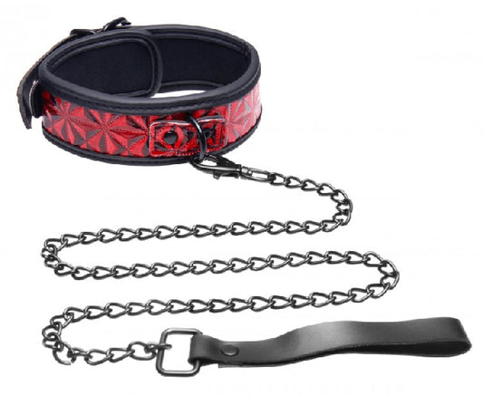 Crimson Tied Chained Collar With Leash  - Club X