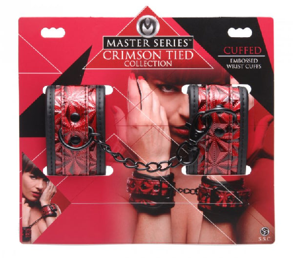 Crimson Tied Embossed Wrist Cuffs  - Club X
