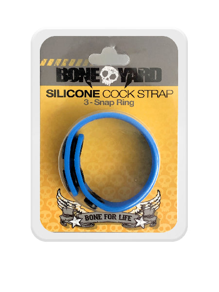 Boneyard Silicone Cock Strap - 3 Snap Ring - Blue  - Club X