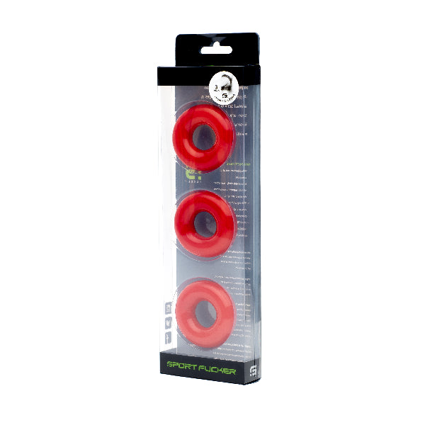 Sport Fucker Chubby Cockring 3 Pack Red - Club X