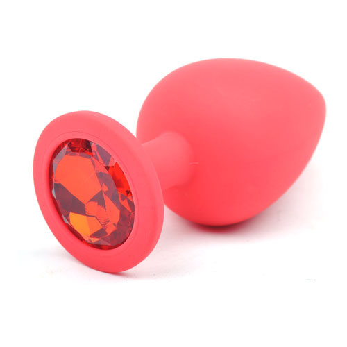 Red Silicone Anal Plug Large W/ Red Diamond Default Title - Club X