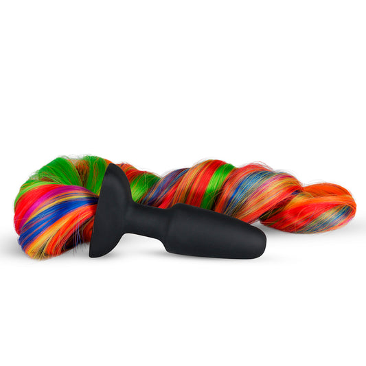 Silicone Butt Plug With Tail Rainbow Default Title - Club X
