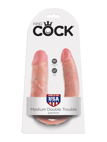 King Cock Double Trouble Flesh Dildo Medium - ClubX