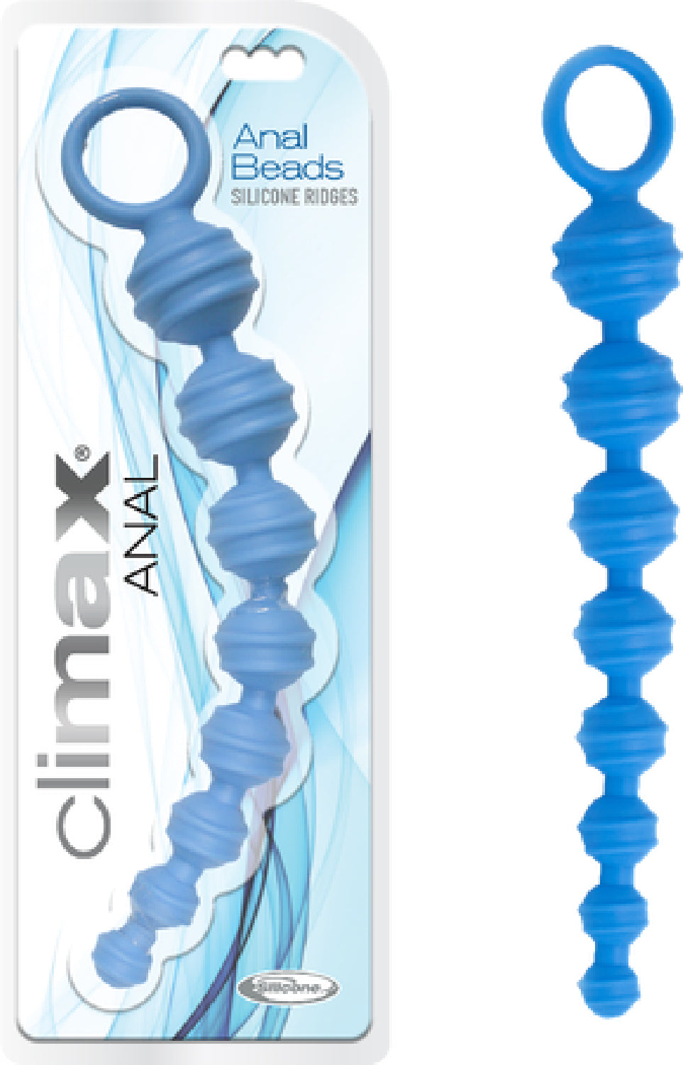 Anal Beads Silicone Ridges (Blue)  - Club X