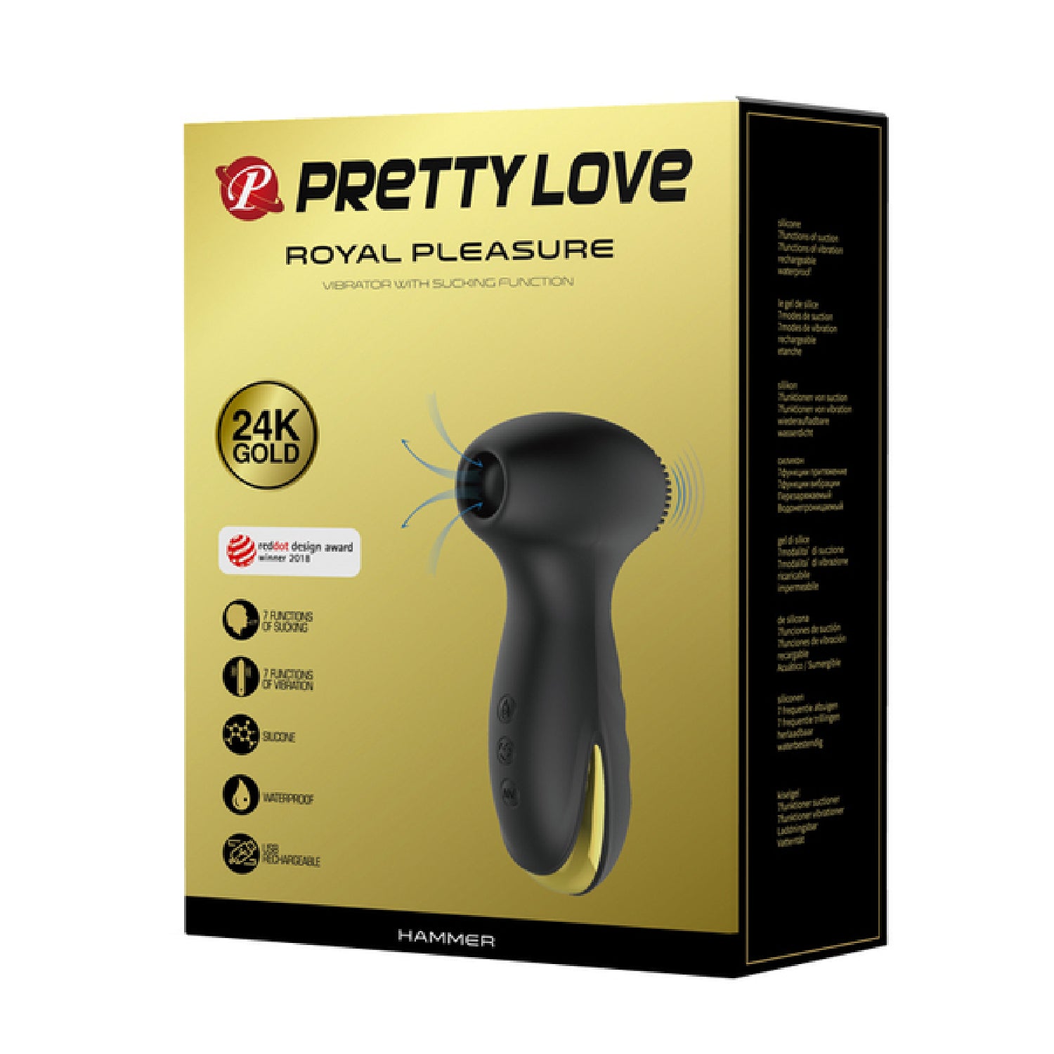 Pretty Love Hammer Rechargeable Clitoral Suction Stimulator - Black  - Club X