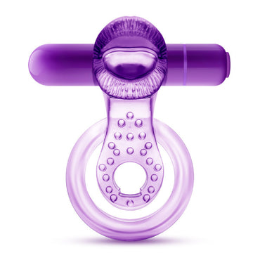 Lick It - Vibrating Double Strap Cock Ring (Purple) - Club X