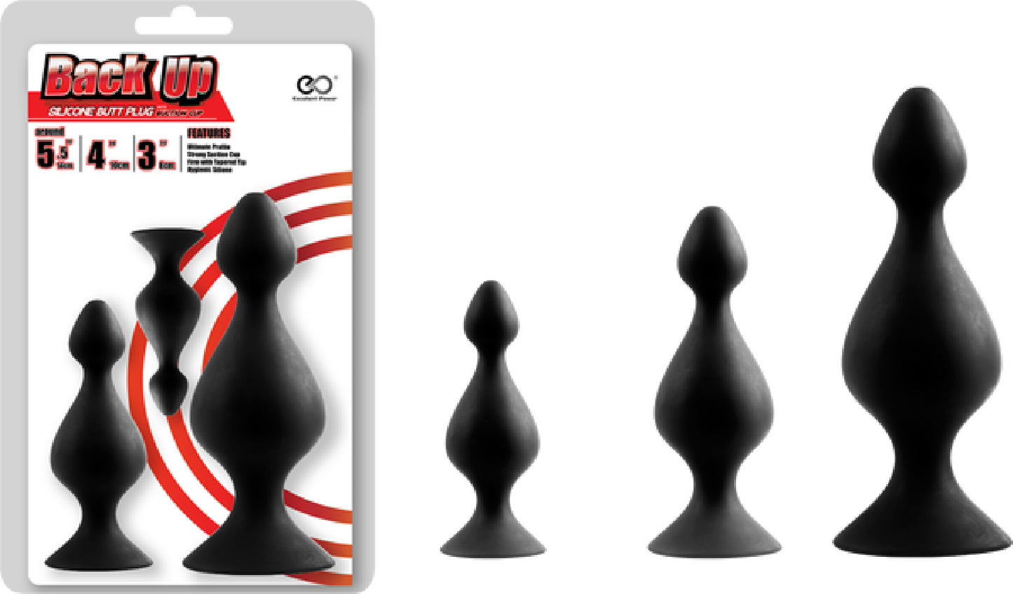 Back Up Silicone Butt Plug Set (Black) - Club X