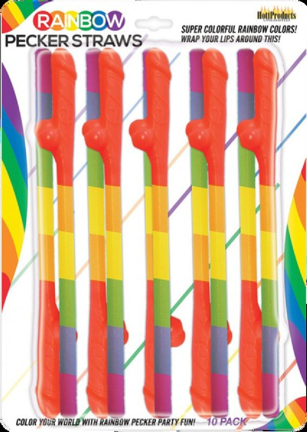 Rainbow Pecker Straws (10 Pack) - Club X
