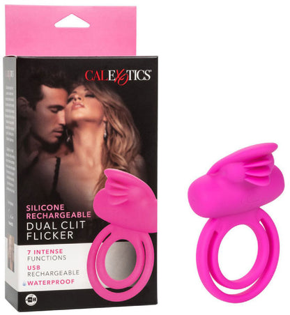 Silicone Rechargeable Dual Clit Flicker (Pink)  - Club X