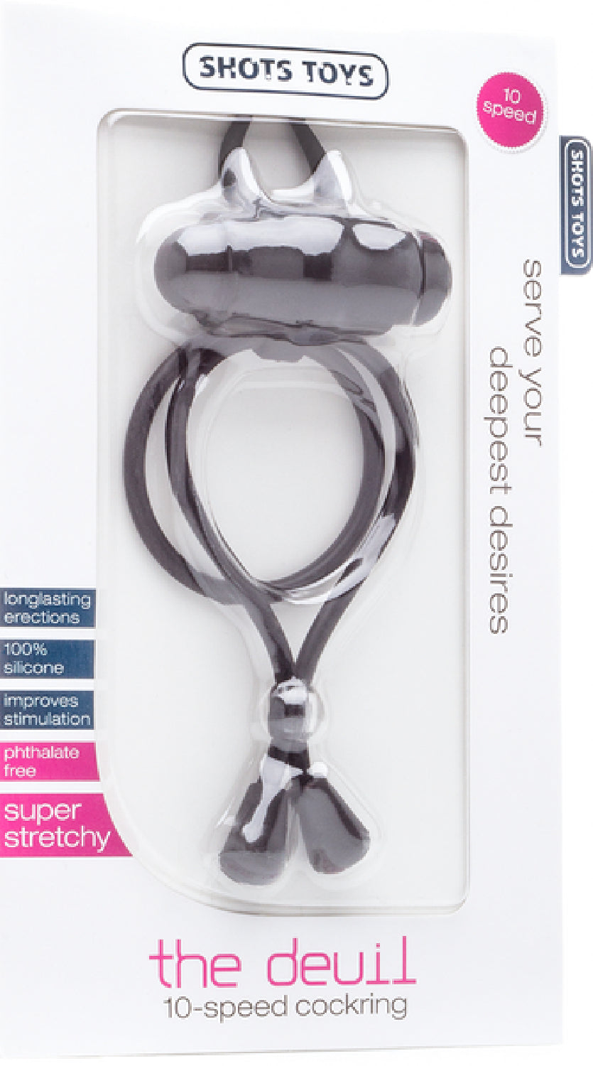 The Devil Silicone 10 speed Vibrating Cock Ring - Club X