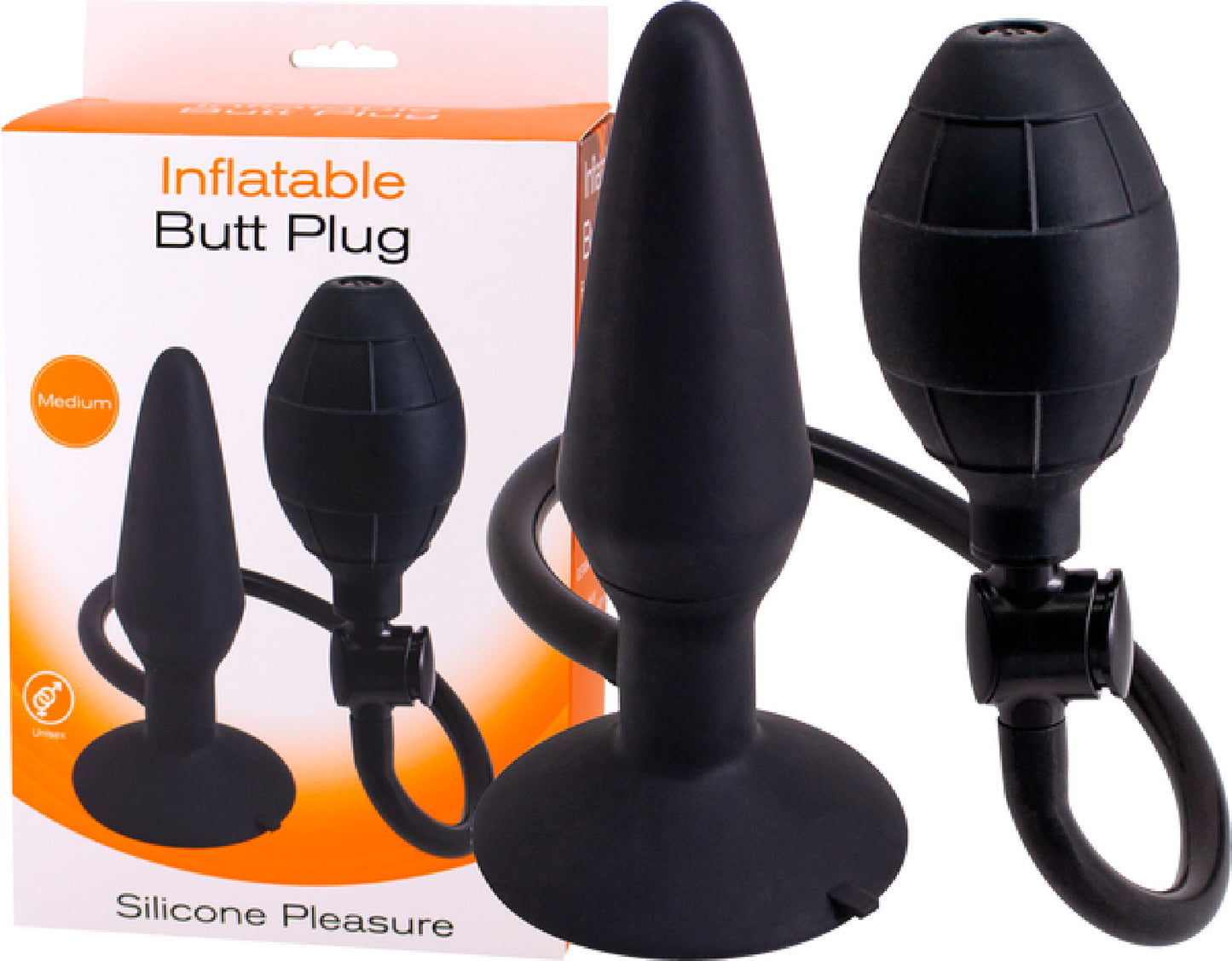 Inflatable Butt Plug- Medium (Black)  - Club X