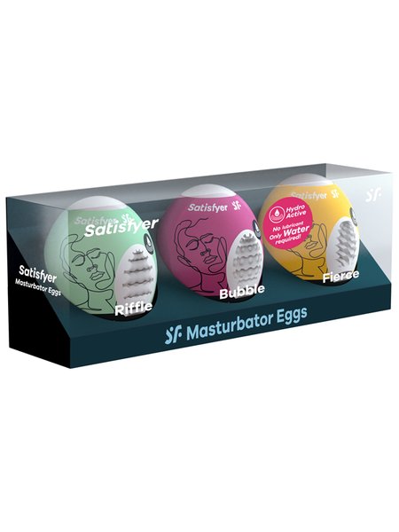 Satisfyer Masturbator Eggs Set Of 3 Riffle Bubble Fierce - Club X
