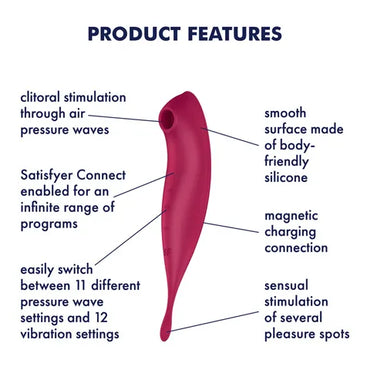 Satisfyer Twirling Pro+ App Control Vibrator - Dark Red - Club X