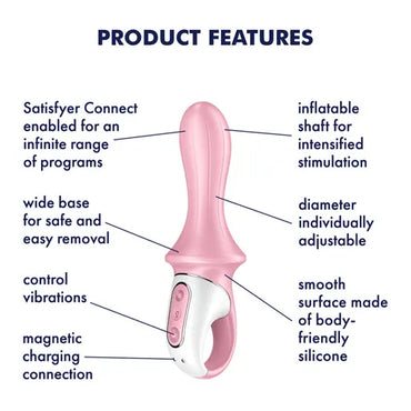 Satisfyer Air Pump Booty 5 App Control Vibrator - Pink - ClubX