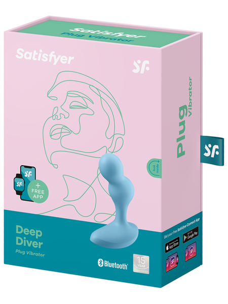 Satisfyer Deep Diver Connect App Anal Vibrator Stimulator - Black  - Club X